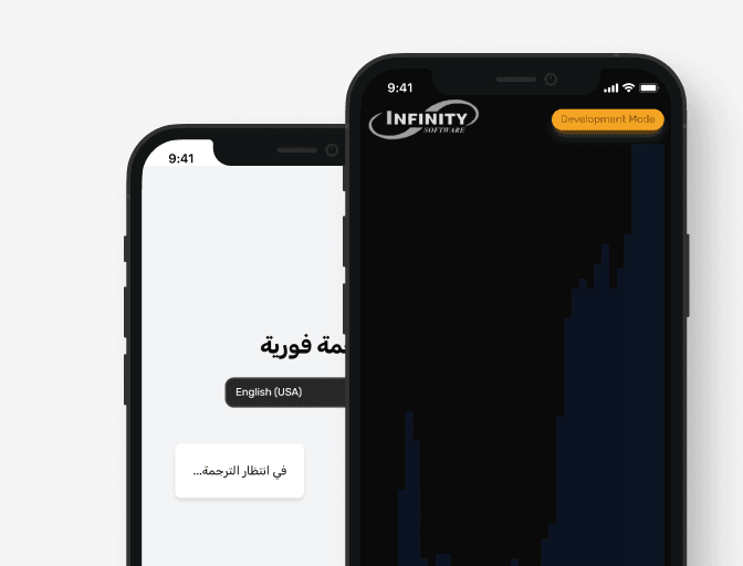 Mobile phones showing translation interface